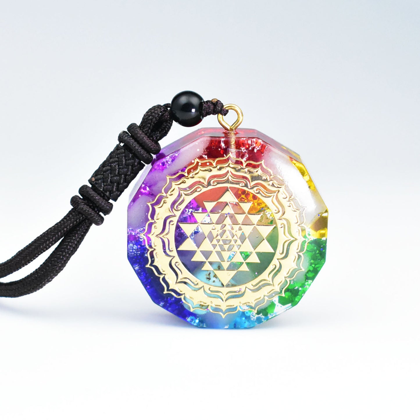 Crystal Chip Droplet Resin Pendant Necklace