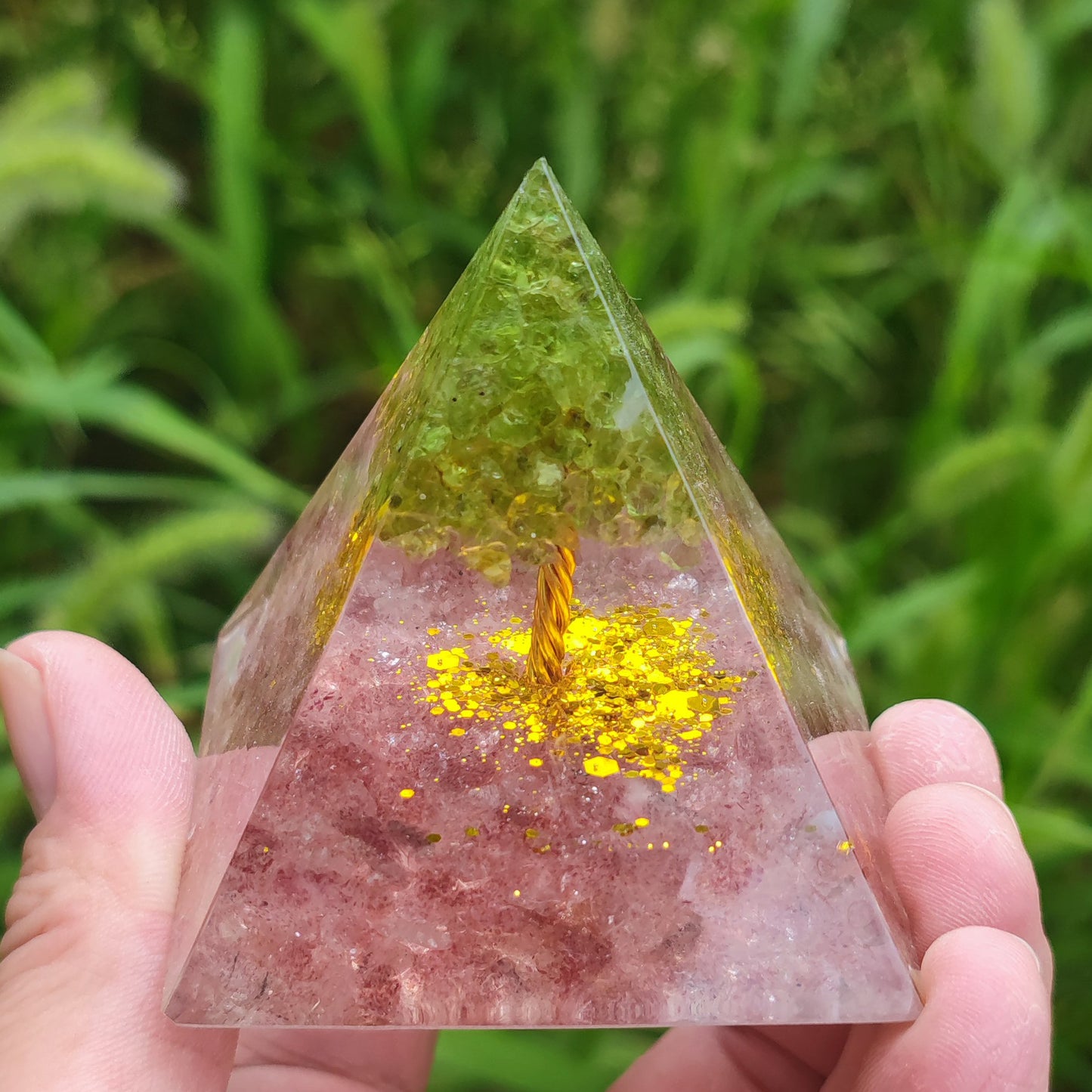 Crystal Ball Shard Pyramid Home Craft Resin Ornament