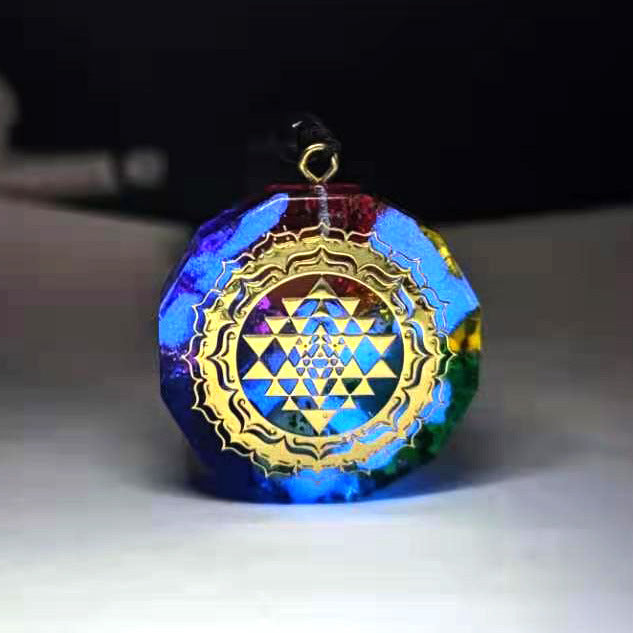 Crystal Chip Droplet Resin Pendant Necklace