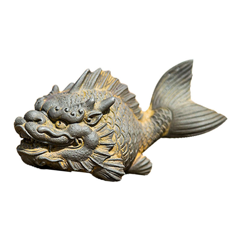New Chinese-Style Creative Arowana Craft Ornament: Study Decor, Tea Pet, Handcrafted Cast Iron-Style Home Decoration