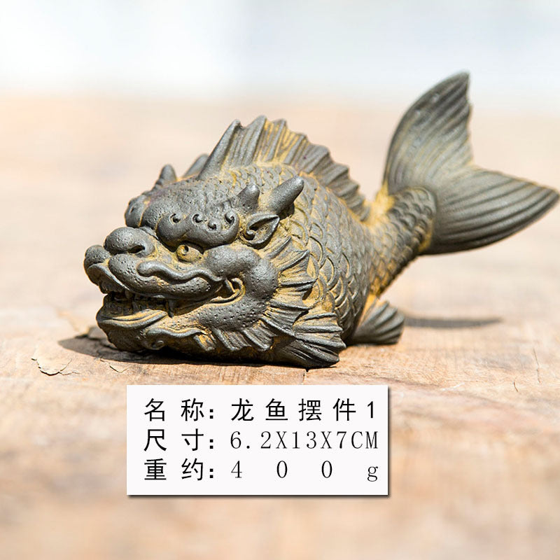New Chinese-Style Creative Arowana Craft Ornament: Study Decor, Tea Pet, Handcrafted Cast Iron-Style Home Decoration
