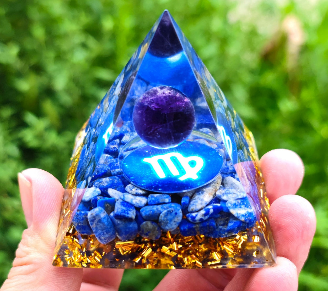 12 Zodiac Crystal Ball Chip Pyramid Resin Craft Sculpture