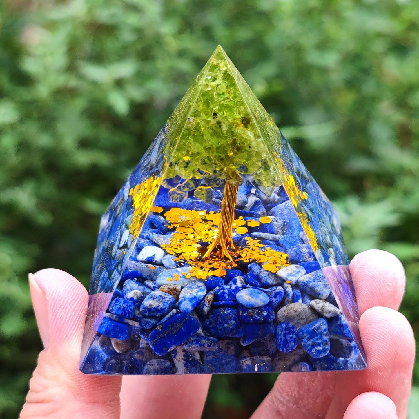 Crystal Ball Stone Pyramid Resin Home Decor Ornament