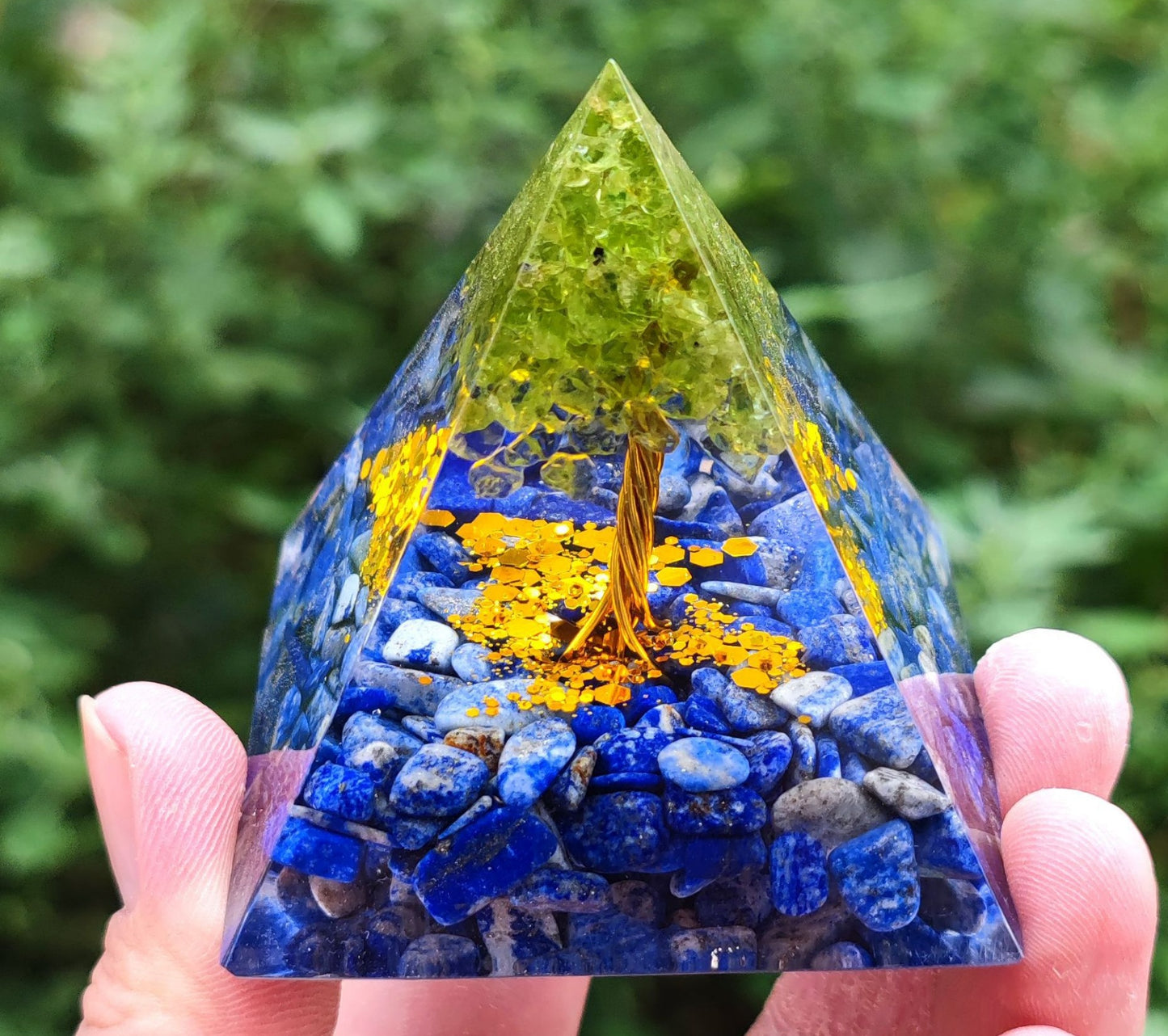 Crystal Ball Stone Pyramid Resin Home Decor Ornament