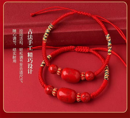 2025 Red Thread Bracelet with Vermilion for the Year of the Snake – Zodiac Protection Bracelet for Snake, Tiger, Monkey, and Pig Signs, Handwoven with Blessings for Birth Year & Feng Shui Energy