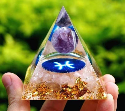 12 Zodiac Crystal Ball Chip Pyramid Resin Craft Sculpture