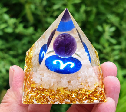 12 Zodiac Crystal Ball Chip Pyramid Resin Craft Sculpture