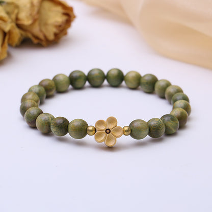 New Chinese Style Natural Green Sandalwood and Sandalwood Bracelet