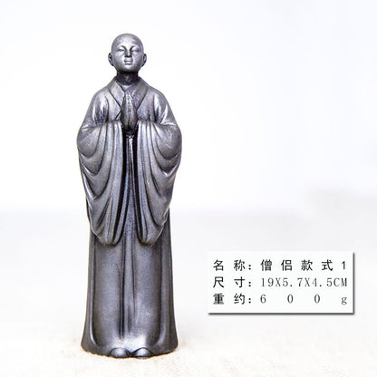 Zen-Inspired Chinese Monk Amitabha Buddha Ornament with Hands Clasped in Prayer for Tea Table Decoration