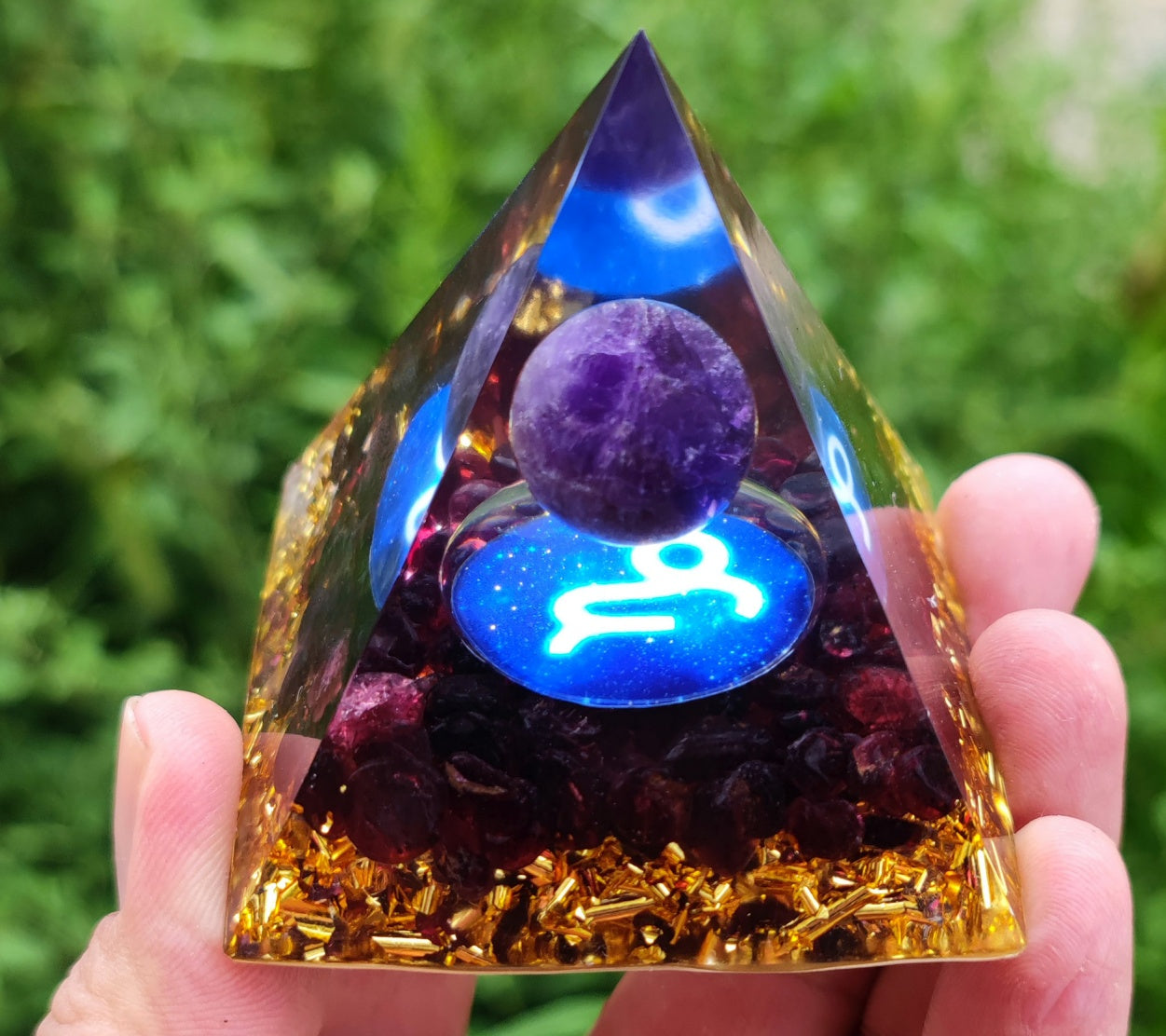 12 Zodiac Crystal Ball Chip Pyramid Resin Craft Sculpture