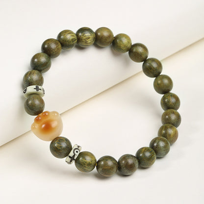 New Chinese Style Natural Green Sandalwood and Sandalwood Bracelet