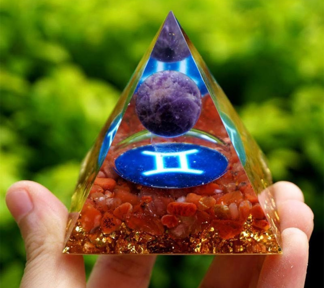 12 Zodiac Crystal Ball Chip Pyramid Resin Craft Sculpture