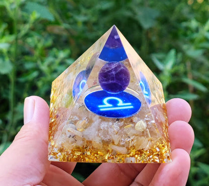 12 Zodiac Crystal Ball Chip Pyramid Resin Craft Sculpture