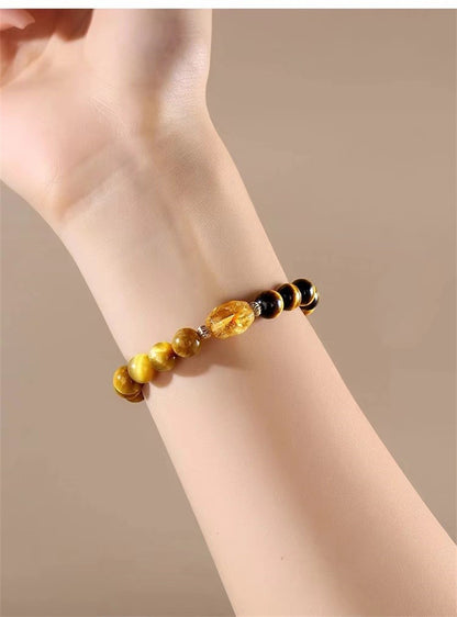 natural crystal bracelet with Tiger Eye and the Yellow Citrine bracelet