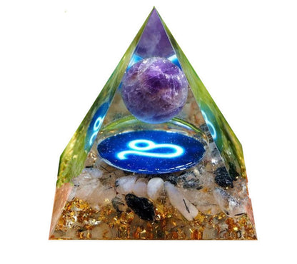 12 Zodiac Crystal Ball Chip Pyramid Resin Craft Sculpture