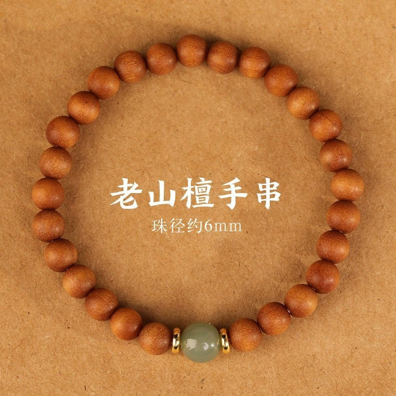 High-End Mammoth Ivory Tara Hetian Jade Bracelet for Women - Natural Aromatic Laoshan Sandalwood Prayer Beads and Cultural Jewelry