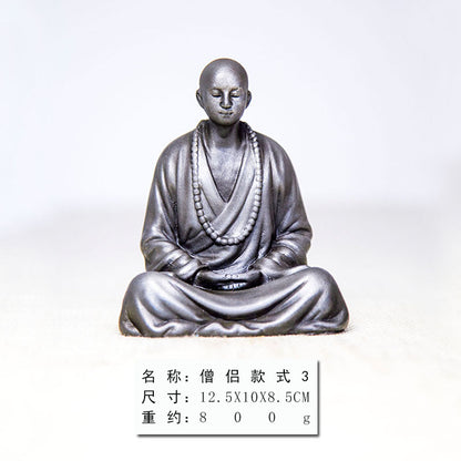 Zen-Inspired Chinese Monk Amitabha Buddha Ornament with Hands Clasped in Prayer for Tea Table Decoration