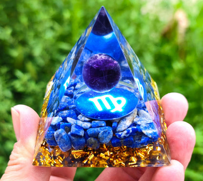 12 Zodiac Crystal Ball Chip Pyramid Resin Craft Sculpture