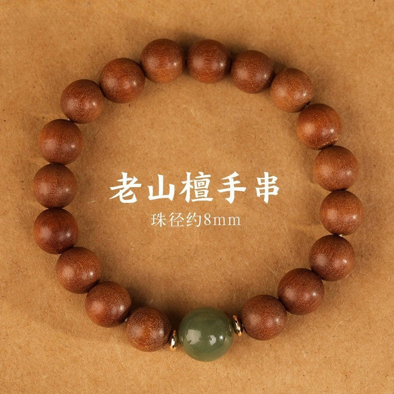 High-End Mammoth Ivory Tara Hetian Jade Bracelet for Women - Natural Aromatic Laoshan Sandalwood Prayer Beads and Cultural Jewelry