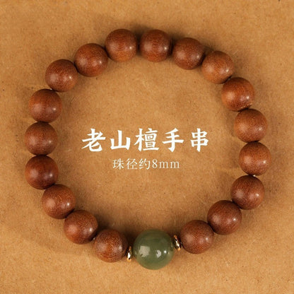 High-End Mammoth Ivory Tara Hetian Jade Bracelet for Women - Natural Aromatic Laoshan Sandalwood Prayer Beads and Cultural Jewelry