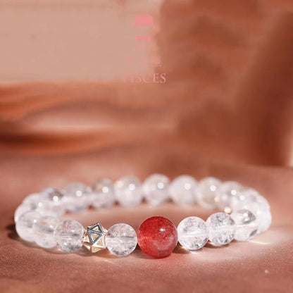 The tTwelve Zodiac Guardian White Crystal Bracelet, Single Circle Natural White Crystal Bracelet for Women