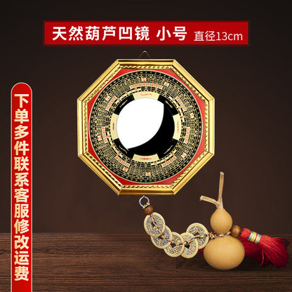 Alloy Golden-Edged Bagua Mirror with Concave and Convex Surfaces Nine Palaces Tai Chi Hanging Ornament for Home Use