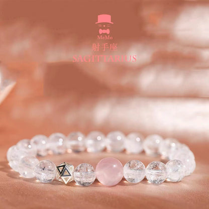 The tTwelve Zodiac Guardian White Crystal Bracelet, Single Circle Natural White Crystal Bracelet for Women