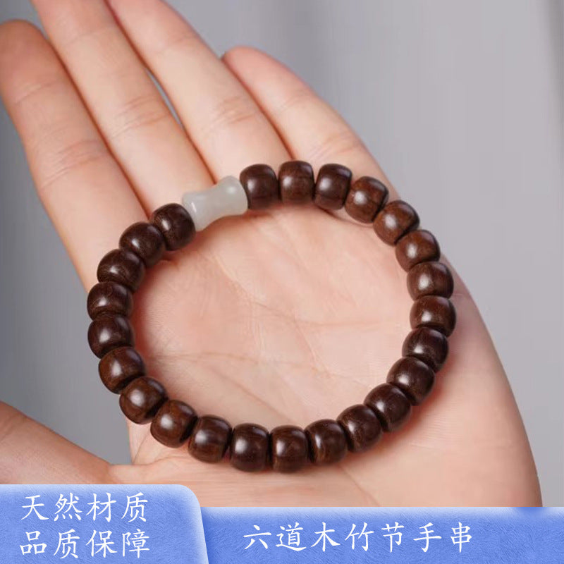 Men's and women's ethnic-style wristband made of dragon wood and six realm wood.