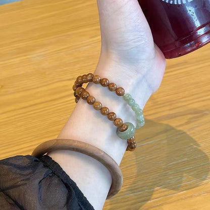 High-End Mammoth Ivory Tara Hetian Jade Bracelet for Women - Natural Aromatic Laoshan Sandalwood Prayer Beads and Cultural Jewelry