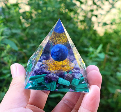 Crystal Ball Stone Pyramid Resin Home Decor Ornament