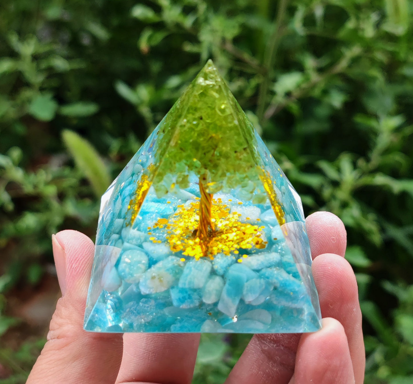 Crystal Ball Stone Pyramid Resin Home Decor Ornament