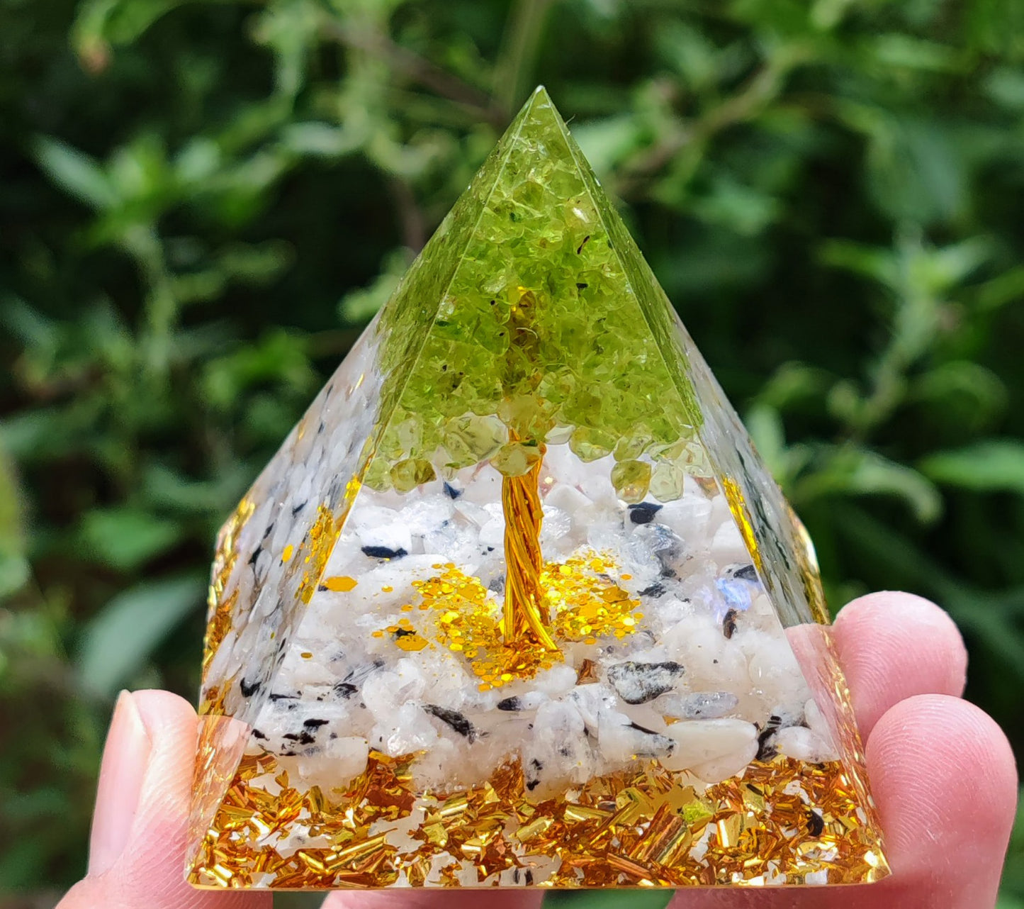 Crystal Ball Stone Pyramid Resin Home Decor Ornament