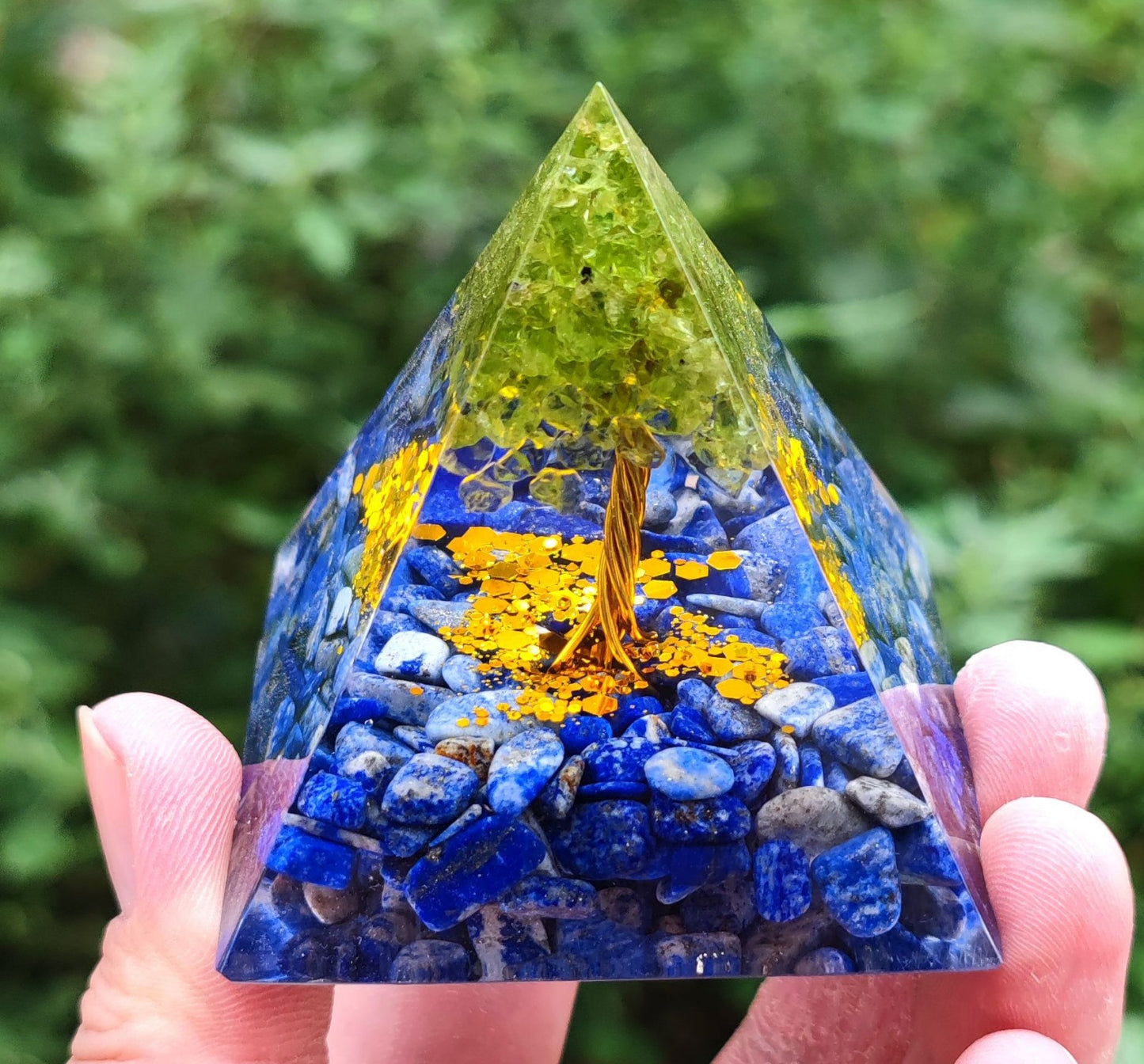 Crystal Ball Stone Pyramid Resin Home Decor Ornament