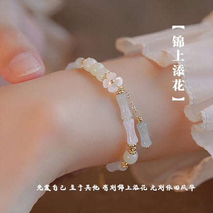 Adding Flourish to Beauty: New Chinese-Style Bamboo-Node Hetian Jade Bracelet