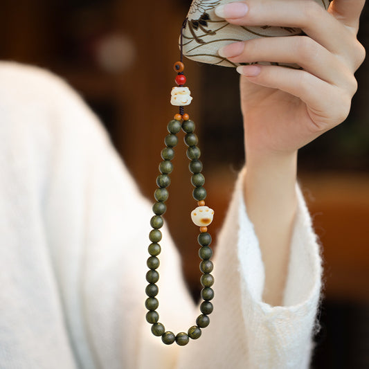 Natural Green Sandalwood Phone Strap