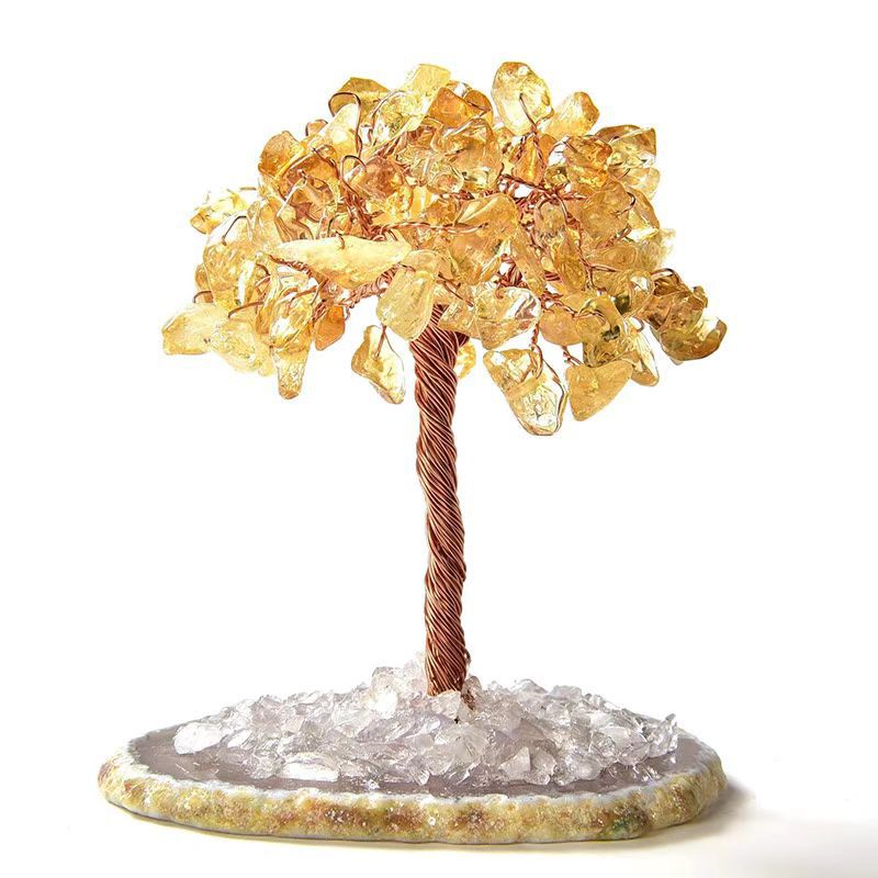 Natural Crystal Wealth Tree Ornament, Money Bag Tree, Prosperity Tree, Fortune Tree Decoration