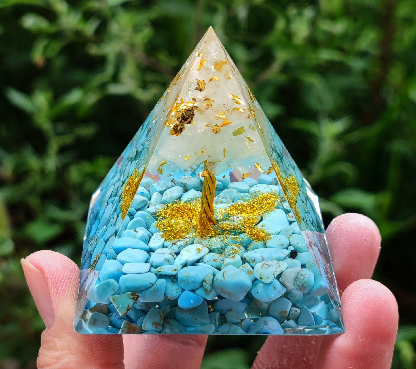 Crystal Ball Stone Pyramid Resin Home Decor Ornament