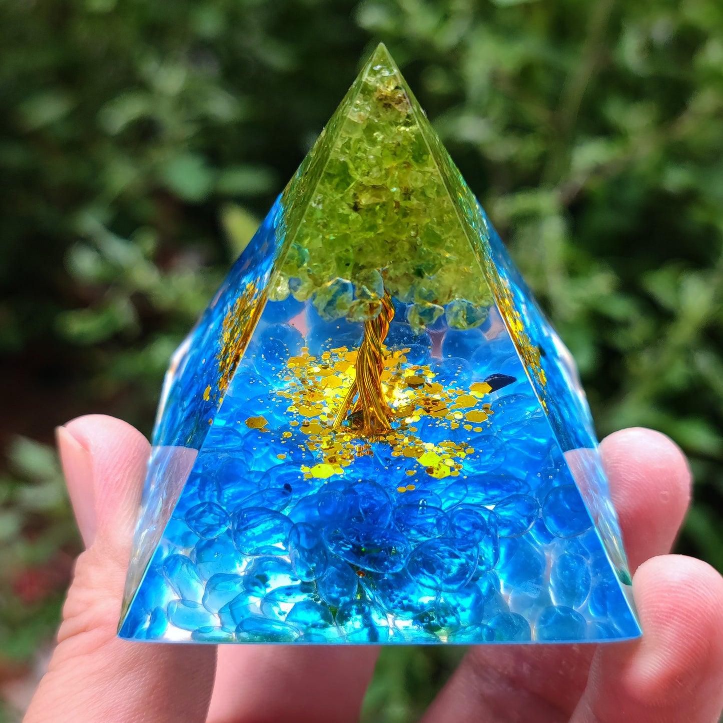 Crystal Ball Shard Pyramid Home Craft Resin Ornament