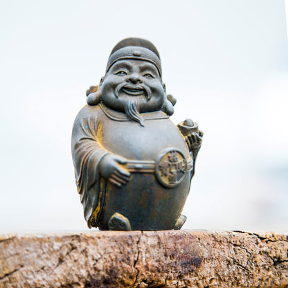 Innovative New Chinese Fashion Faux Cast Iron Rust Mini Desktop Figures of Wen Wu Cai Shen (Gods of Wealth)