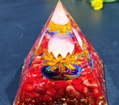 Crystal Ball Stone Pyramid Resin Home Decor Ornament