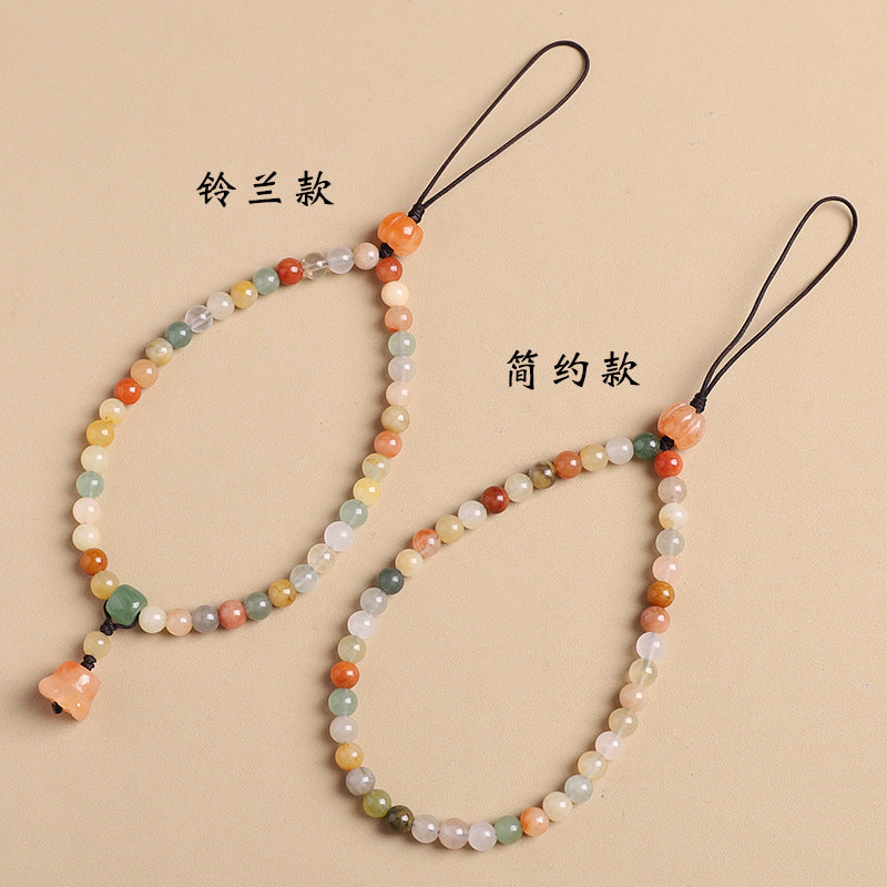 Gold Thread Jade Candy-Colored Phone Strap