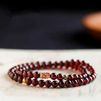 Natural Wine Red Garnet Bracelet for Women, Light Luxury Niche Exquisite S925 Silver Koi Fish Feng Shui Bead Bracelet