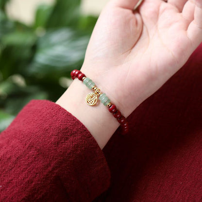 Fu Character Cinnabar Bracelet