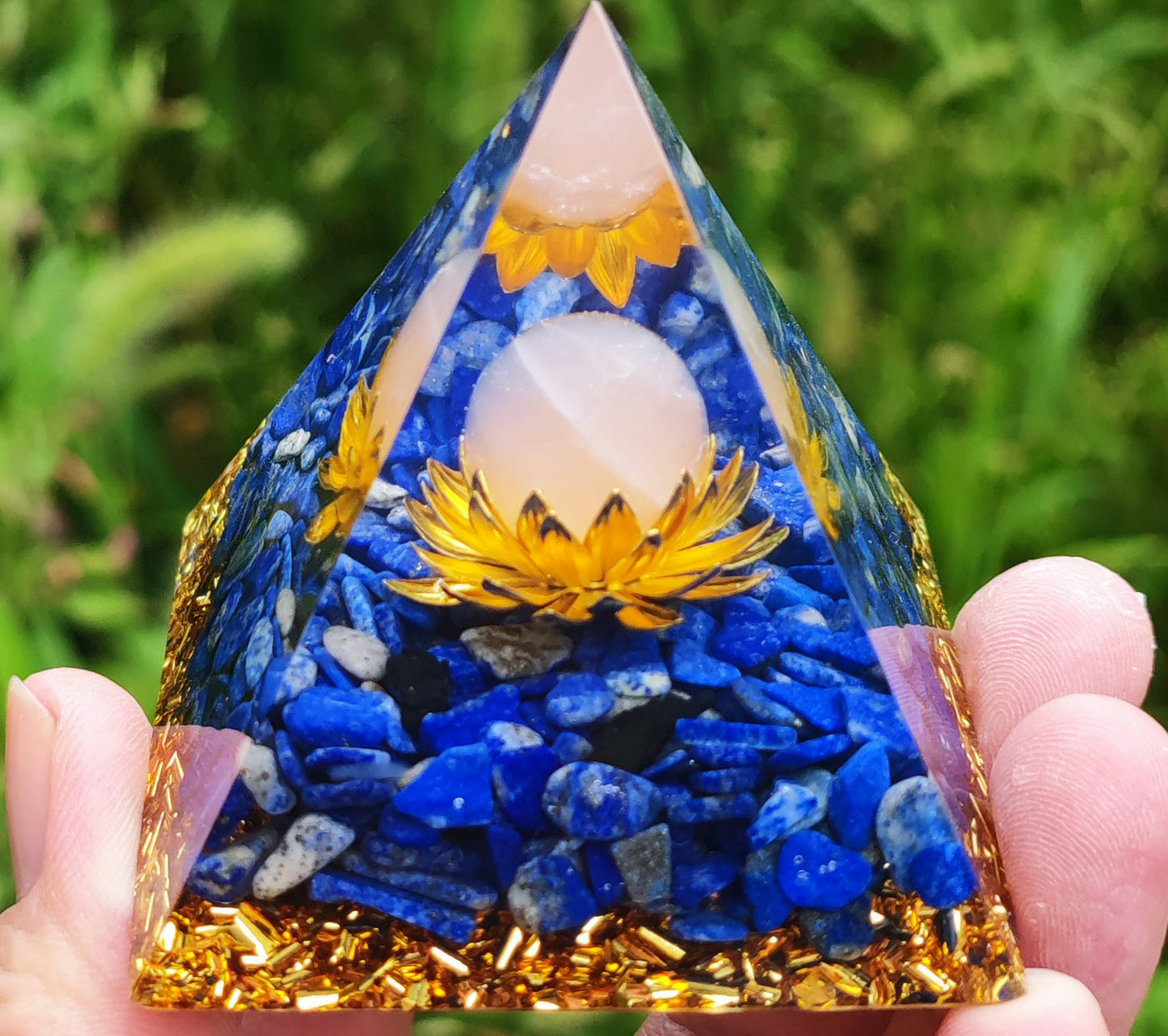 Crystal Ball Stone Pyramid Resin Home Decor Ornament