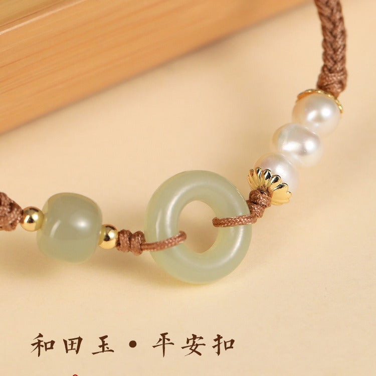 Hetian Jade Ping'an Buckle Bracelet