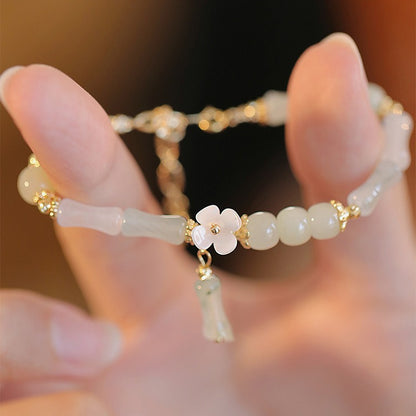 Adding Flourish to Beauty: New Chinese-Style Bamboo-Node Hetian Jade Bracelet