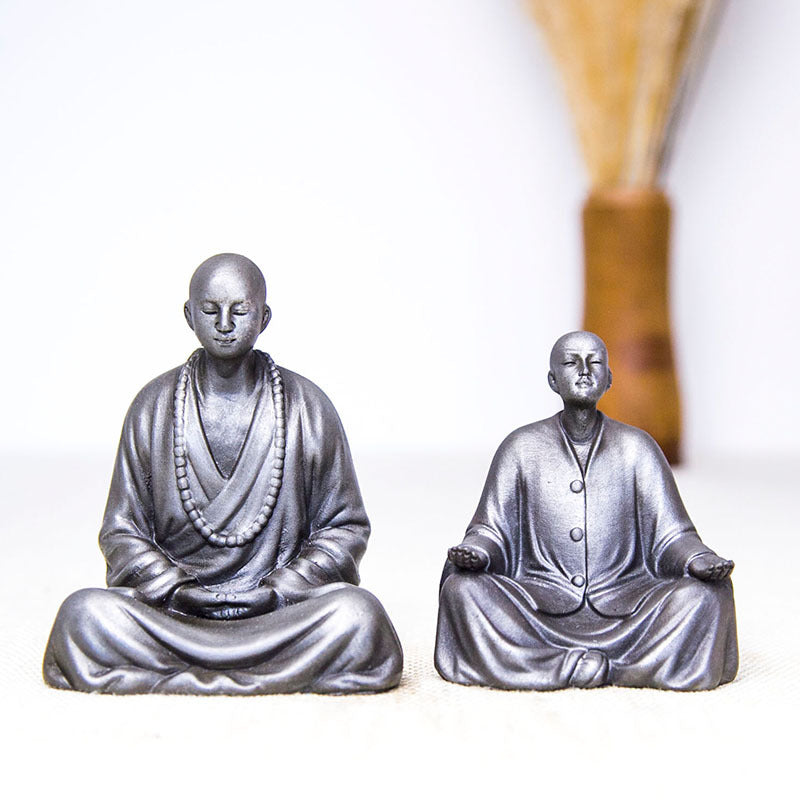 Zen-Inspired Chinese Monk Amitabha Buddha Ornament with Hands Clasped in Prayer for Tea Table Decoration