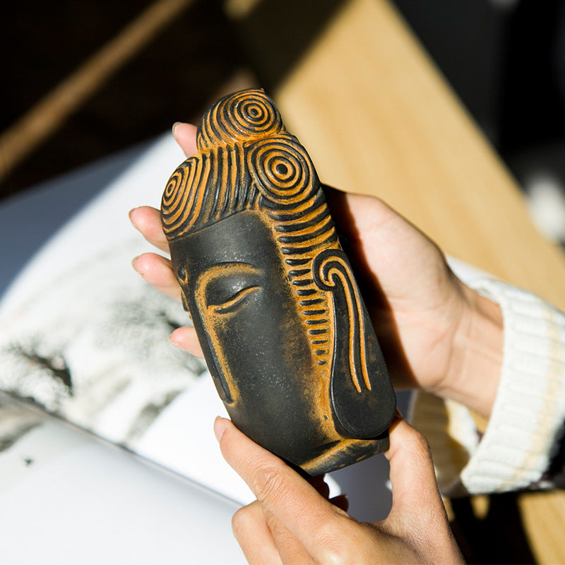 New Chinese-Style Zen-Inspired Abstract Buddha Head Figurine