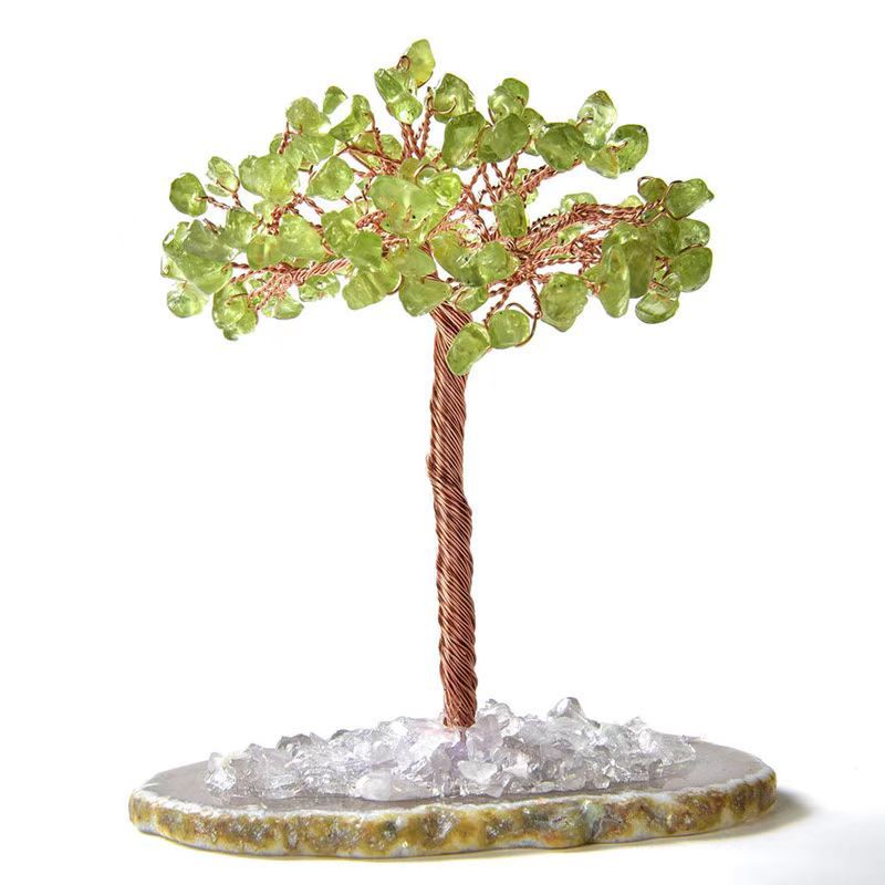 Natural Crystal Wealth Tree Ornament, Money Bag Tree, Prosperity Tree, Fortune Tree Decoration
