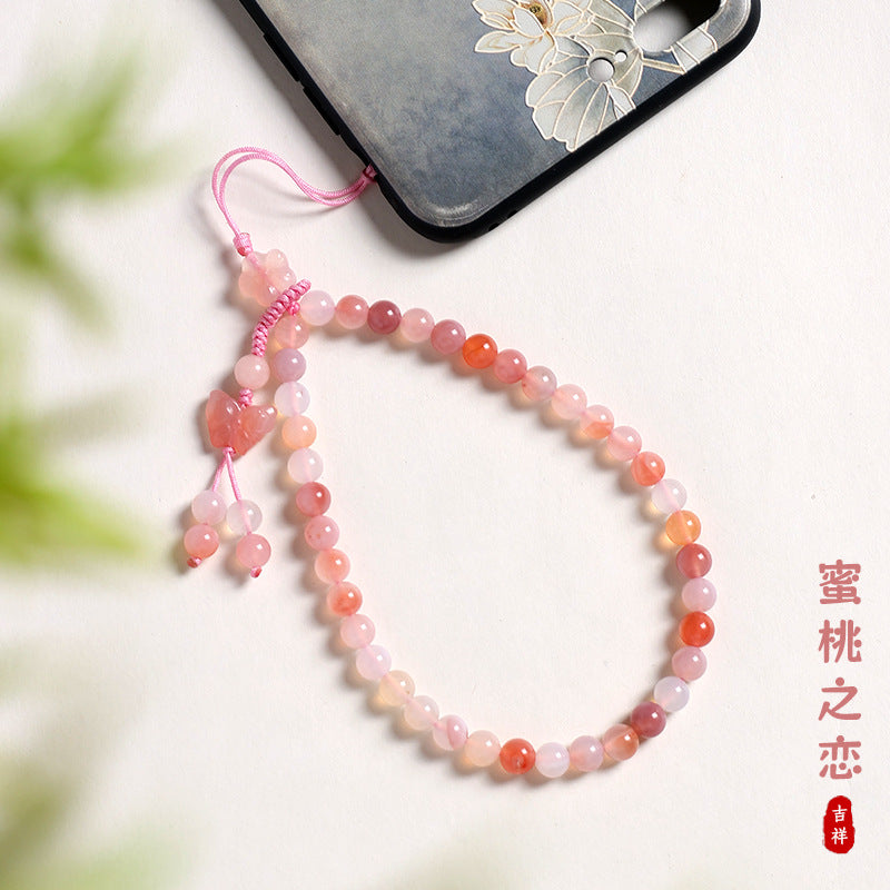 **Yanyuan Agate Pink Series Sweetheart Phone Strap: Exquisite and Cute High-End Phone Chain**